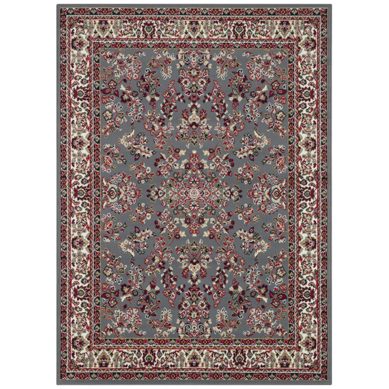 Zabul Tufted Red/Grey/Oak Rug, Rectangle 80 x 150cm