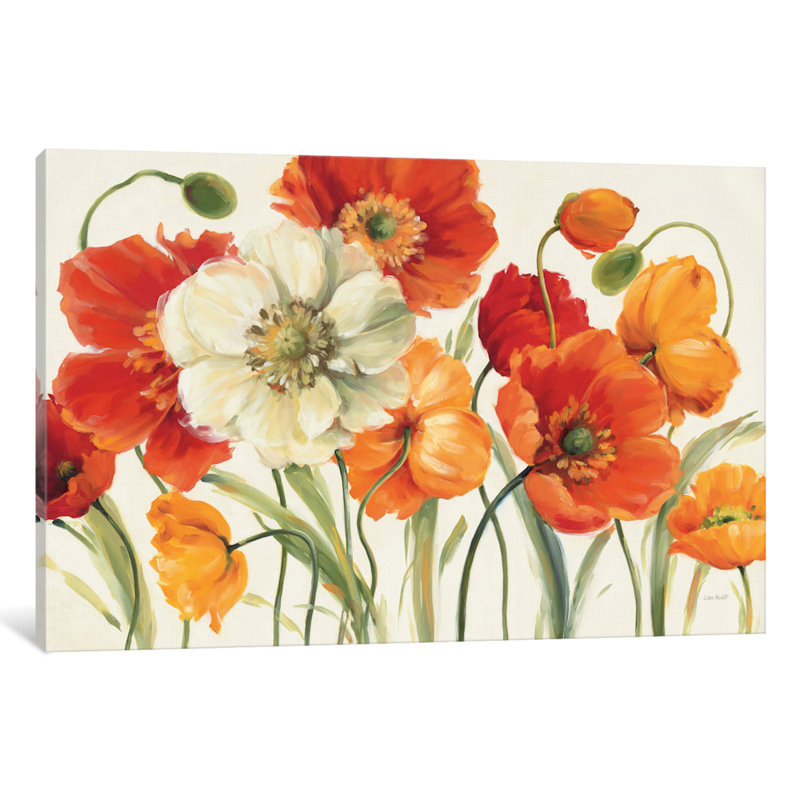 «Poppies Melody I» par Lisa Audit - impression sur toile tendue, H 40 po x l 60 po x P 1,5 po, Toile tendue, Sans cadre