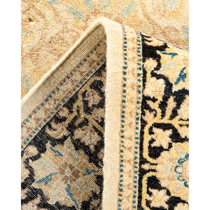 Hand-Knotted Ivory Wool Geometric Traditional Area Rug 3' x 5'