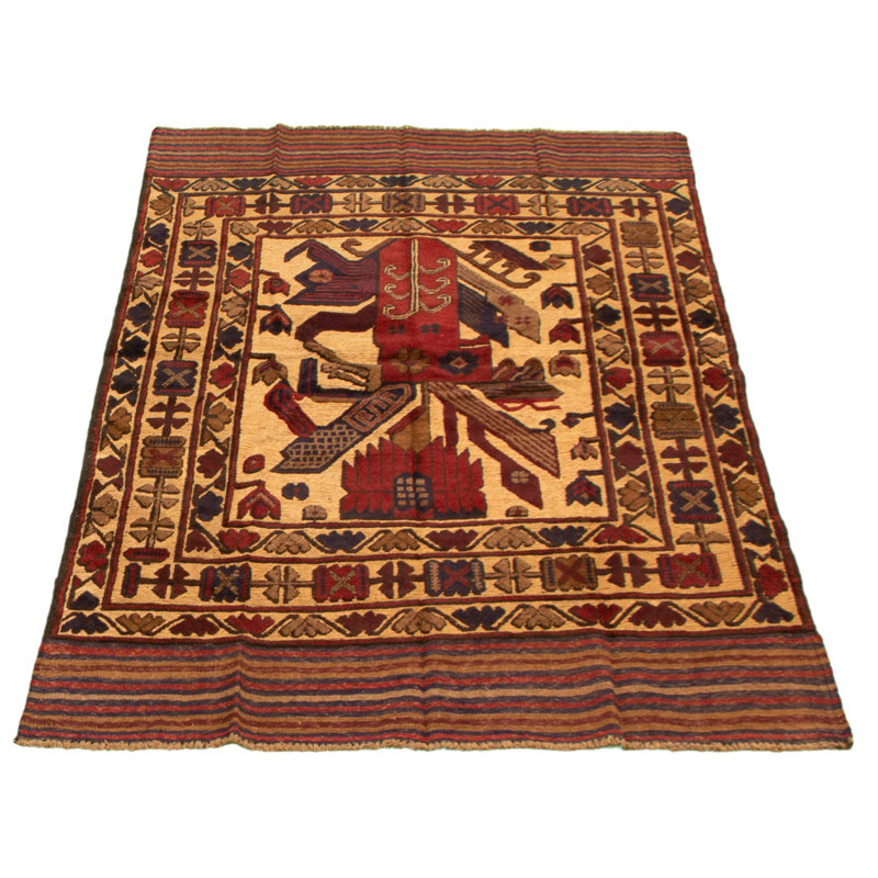 Tapis décoratif en laine de conception unique noué à la main New Age 3 pi 11 po x 6 pi Brantson