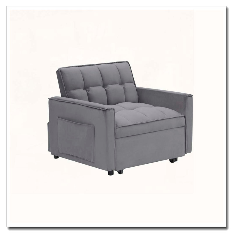 Fauteuil club en velours d'appoint convertible, Gris