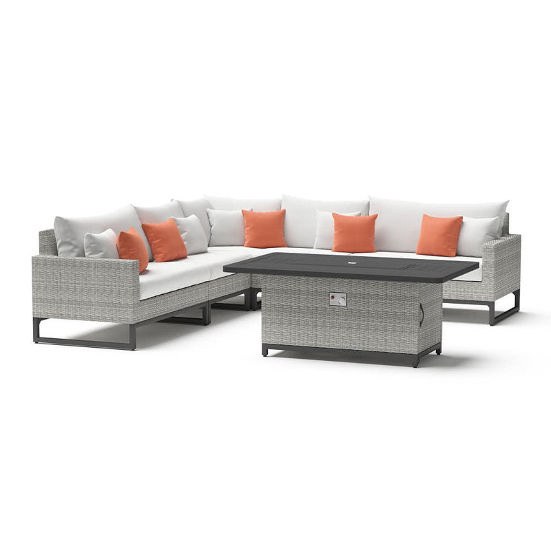 Ensemble de conversation modulaire avec coussins Sunbrella, Gris, Tissage uni Sunbrella® corail