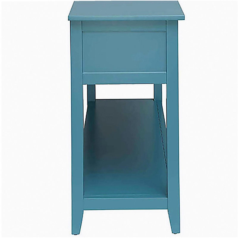 Teal Console Table with Bottom Shelf