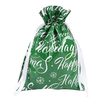 Sac de Noël avec cordon de serrage Sac de Noël en papier d'aluminium Sac de Noël