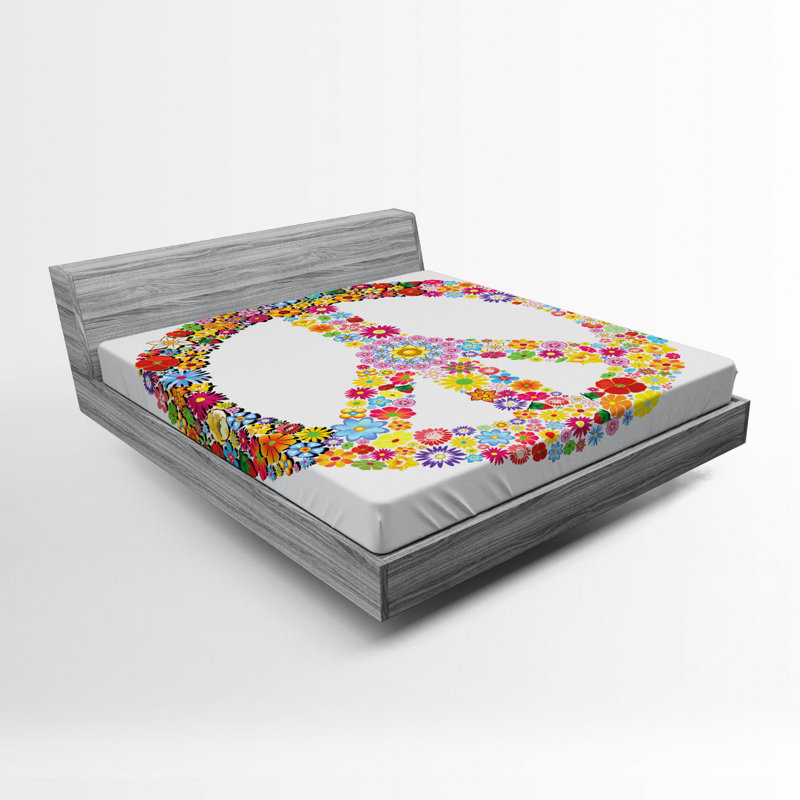 Drap-housse floral groovy/fleur, Drap-housse de taille double