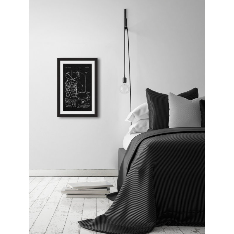 « basket cerceau 1925 black paper » par steve king, reproduction d’art encadrée, H 12 po x l 8 po x P 1,5 po