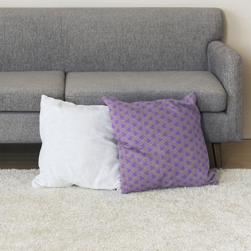 Coussin de sol zig zag classique, 28 po x 28 po, Mauve/jaune