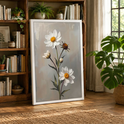 Daisies and Wanderer Botanical - Wrapped Canvas