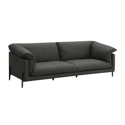 Tadi Black Top Grain Leather Loveseat
