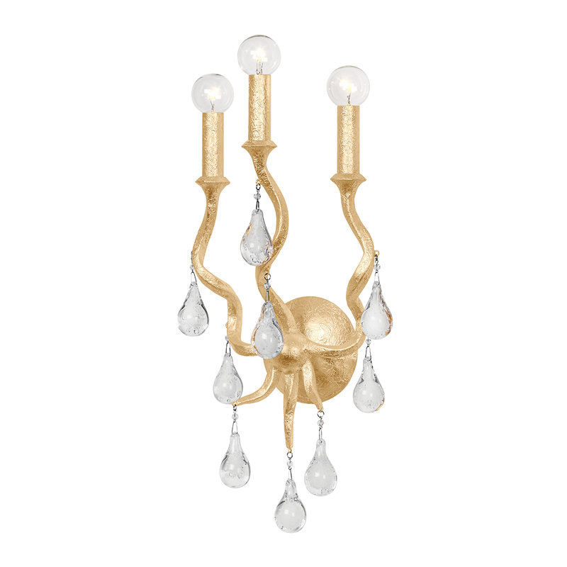 Aveline 3 Light Wall Sconce, Gold Leaf