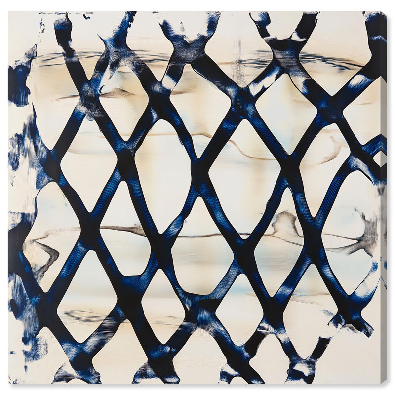 Impression sur toile Deep Blue Interlace I par Art Remedy, H 40 po x l 40 po, Cadre argenté