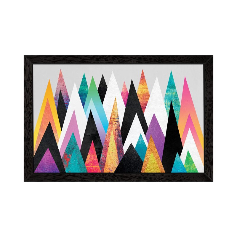 Colorful Peaks by Elisabeth Fredriksson - Print on Canvas, 152.5 cm H x 101.5 cm W, Black Framed