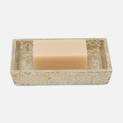 CALLAS, Gold/White, Soap Dish, Rectangular Straight, Lacquered Eggshell.