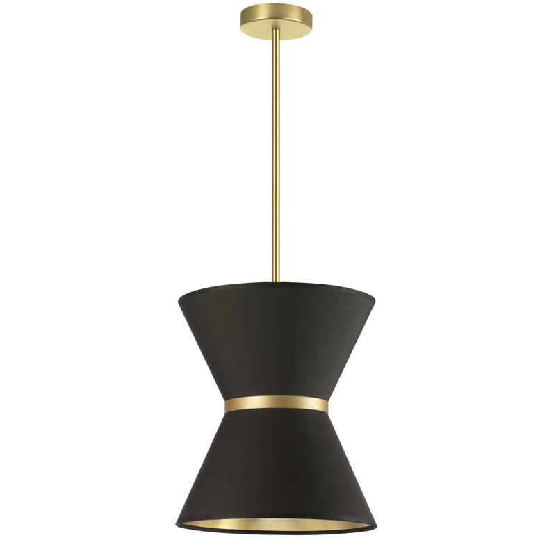 1 - Light Shaded Pendant, Black/Gold, Aged Brass
