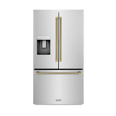 ZLINE Autograph 36 in. 28.9 cu. ft. Standard-Depth French Door External Water Dispenser Refrigerator with Dual Ice Maker in Fingerprint-Resistant Stai | Fridge.com