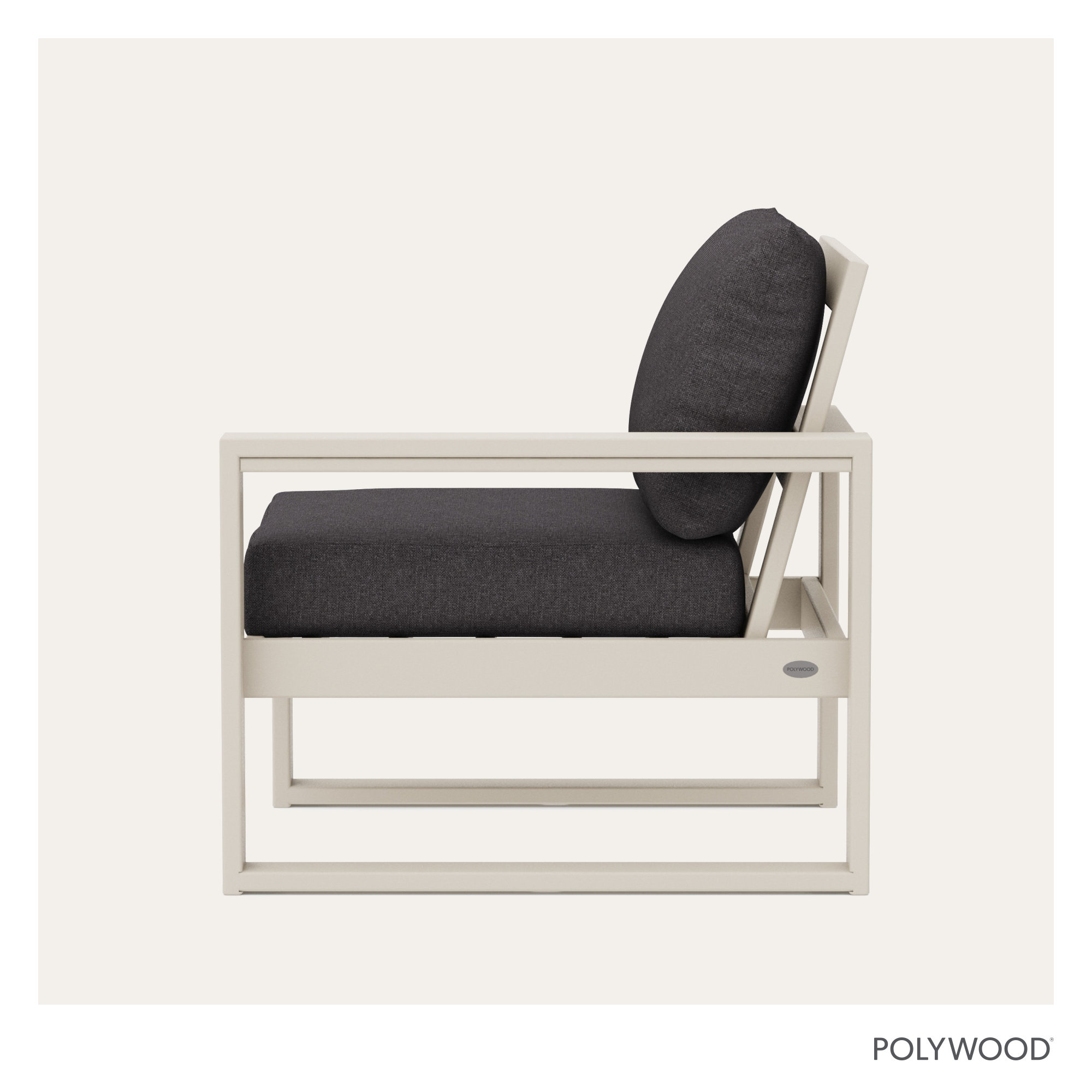 POLYWOOD Outdoor Lounge Chair, Ash Charcoal Revolution®, Sand
