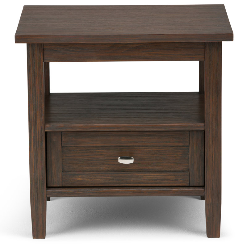 Farmhouse Brown Wood and Metal End Table with Storage