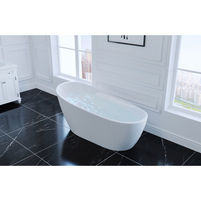 55.12'' x 27.56'' Freestanding Soaking Porcelain Bathtub
