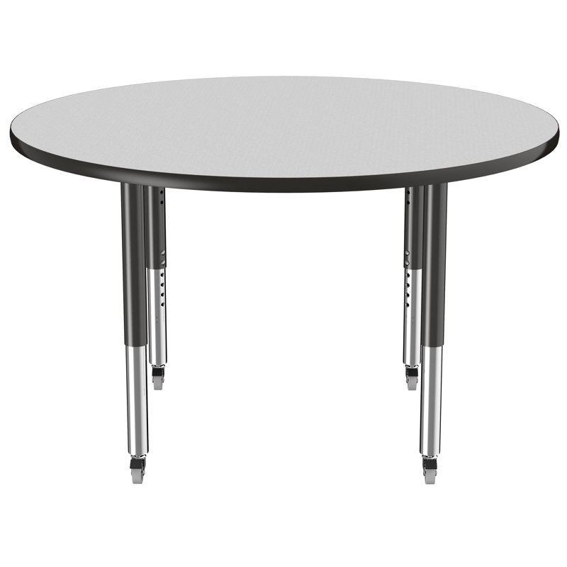 Collaborative Laminate Adjustable Round 4 Students Activity Table, Gray, Black