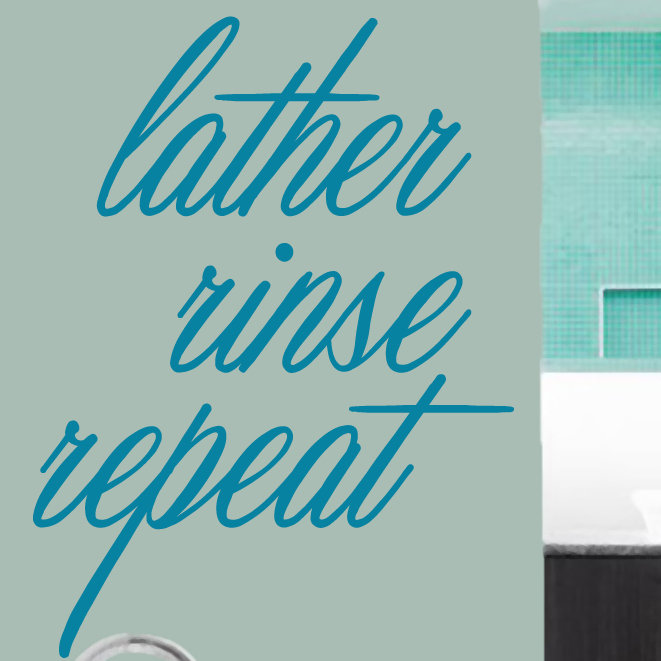 Décalcomanie murale répétition de rince lather, Bleu sarcelle