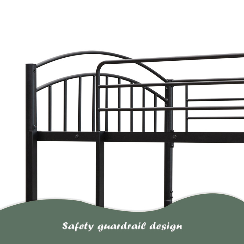 Twin Over Twin Metal Bunk Bed,Divided Into Two Beds, Black