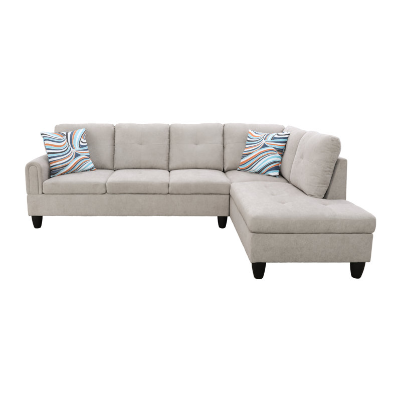 Sinne Upholstered L-Shaped Sectional Right Hand Facing, Gray Linen Blend