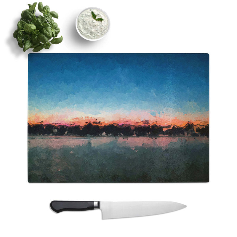 Glass Fuchsia Sky Above The Mountains in Abstract Chopping Board, 28.5 cm W x 20 cm L