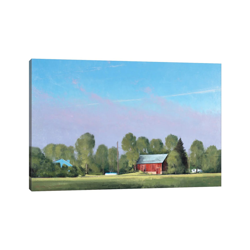 Early Morning Fog Burn Lake Elmo Farm 1 Piece Wrapped Canvas Painting, 30.48 cm H x 45.72 cm W