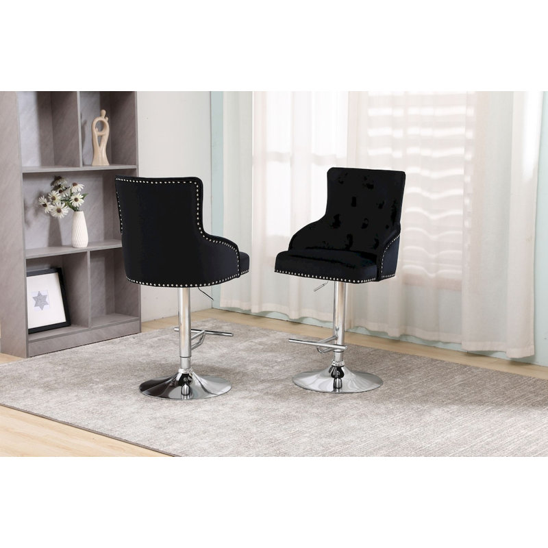 Tabouret de bar en velours noir, Noir