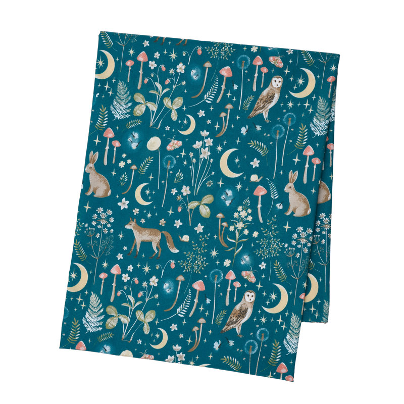 Enchanted Twilight Animals Cotton Table Cloth, 137cm W x 178cm L, Green