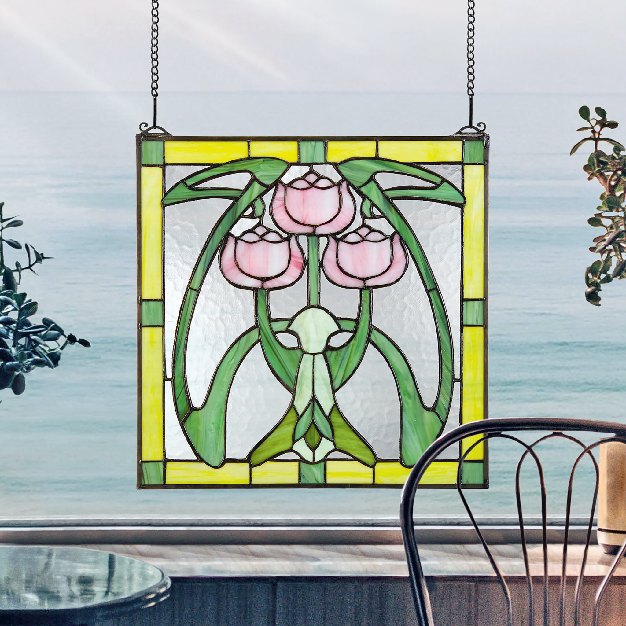 Design Toscano Glasgow Flower Basket Window Panel | Wayfair