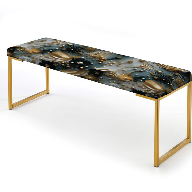 Golden Sparkling Dazzle Glam - Glam Upholstered Gold Bench