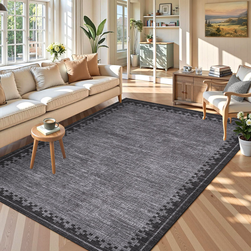 Tapis modernes à bordures lavables modernes pour la chambre à coucher, tapis doux et résistant aux taches et résistant aux taches