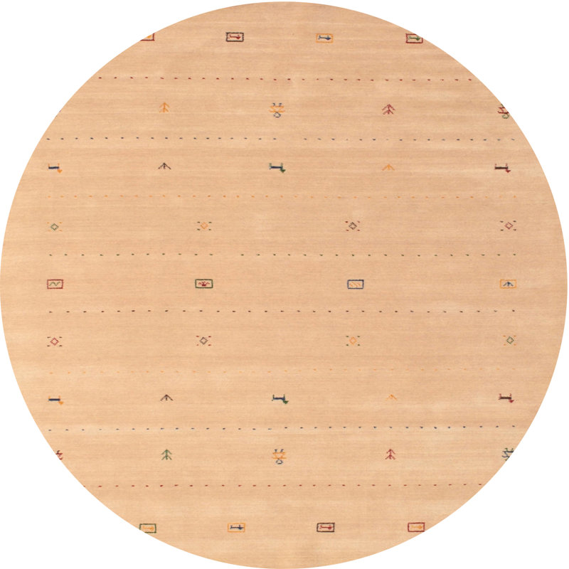 Tapis beige contemporain, Rond 8 pi