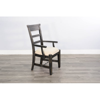 Chelo 20'' H Linen Upholstered Mahogany Armchair