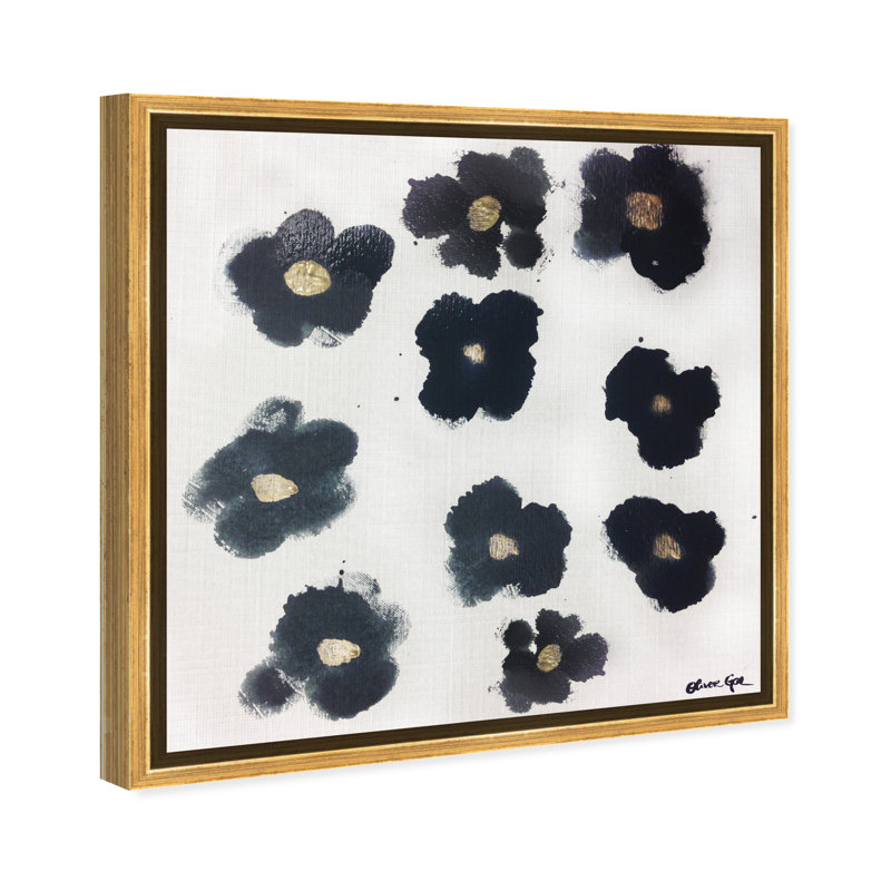 Coco's Gold Camellias - Graphic Art, 16" H x 16" W, Gold Framed, No Mat