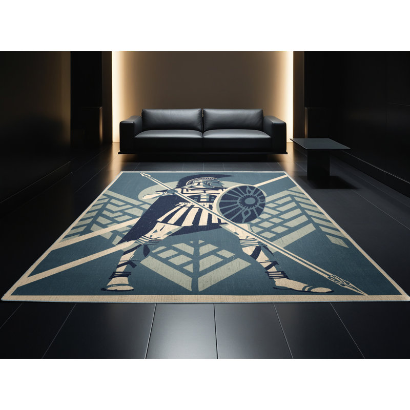 Tapis gris moelleux en tissu moelleux de couleur tribal Spearman, 4 x 6