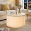 Table basse ronde de 29 po avec lumière DEL réglable et table basse en verre