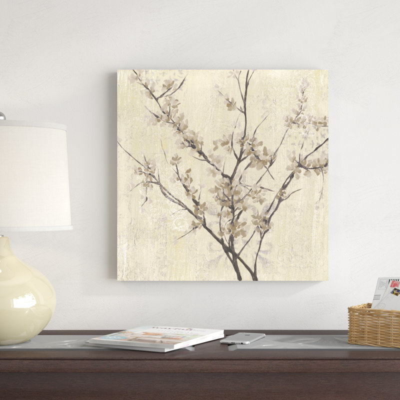 Fleurs neutres sur crème I, H 20 po x l 20 po, Non, Toile tendue