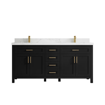 72'' Double Bathroom Vanity with Quartz Top
