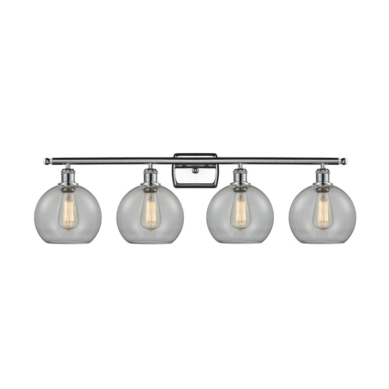 Éclairage pour salle de bain 4 lumières Cindi, Incandescente, Transparent, Chrome poli
