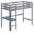 High Wood Loft Bed, With Safety Guardrail, Built-In Desk, Ladder-1386632881