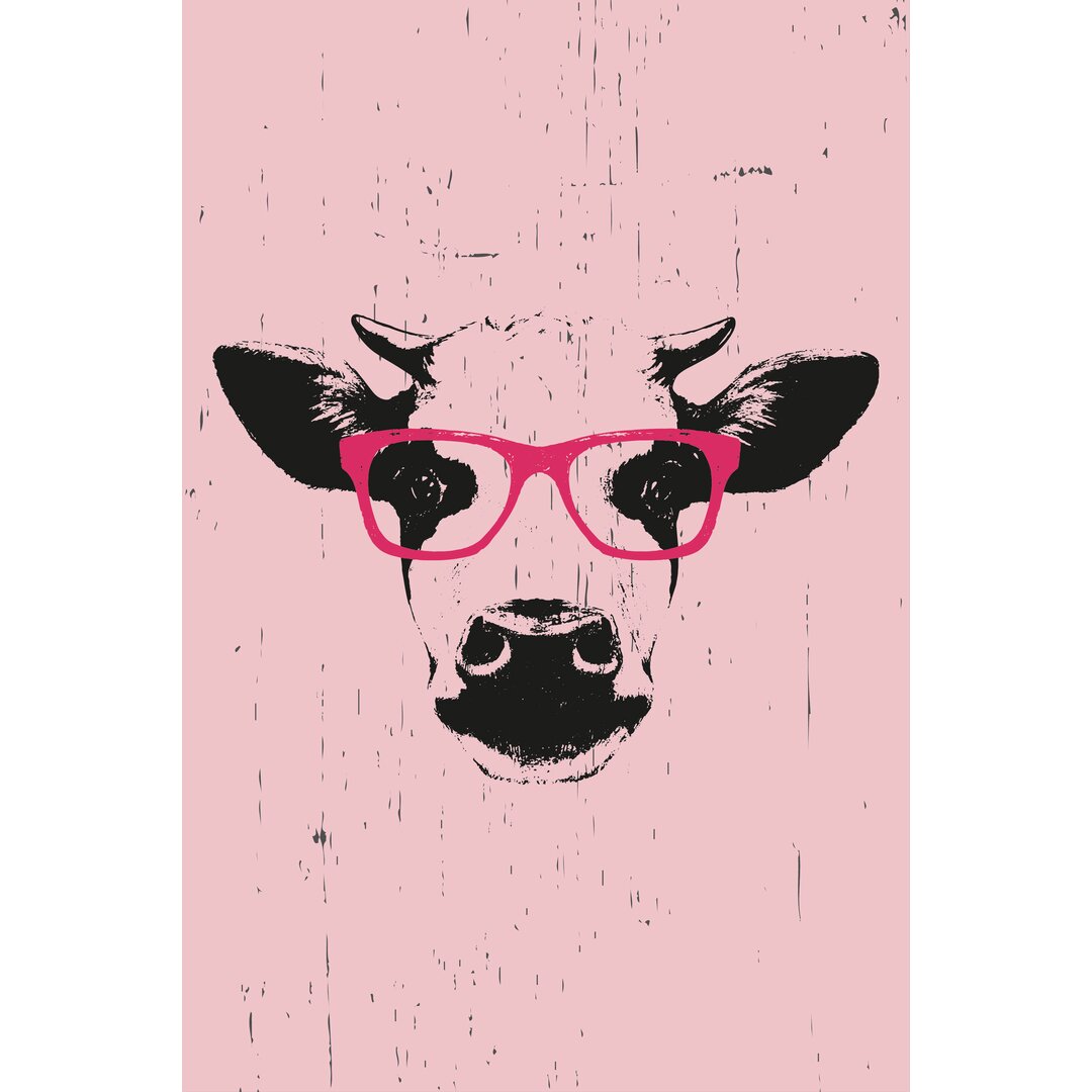 Gerahmtes Leinwandbild Cow with Glasses