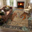 Tapis d'automne lavable Goldene Vintage Tiger Desert Brown - Tapis doux en cachemire pour salon, chambre ou bureau-1817389574-1835400273