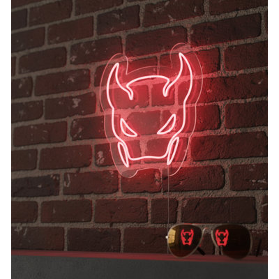  | Demon Mask Neon Sign | Crafted with Durable Flexible Neon Tubing That Emits a Bright, Consistent Red Glow for Over 50,000 Hours Without Dimming or Flickering | 24x21 Inches | Red