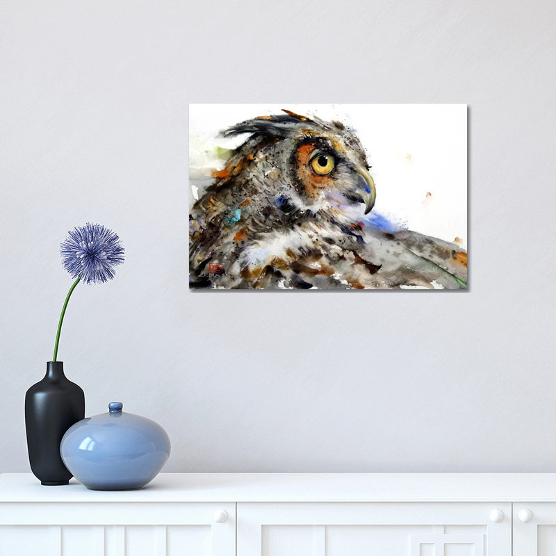 Owl II by Dean Crouser - Painting on Canvas, 30.48 cm H x 45.72 cm W, Wrapped Canvas