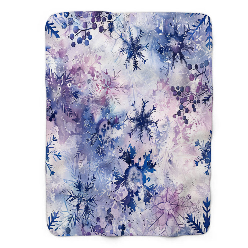 Snowflake Art - couverture sherpa de qualité supérieure 1 pièce, Grand lit