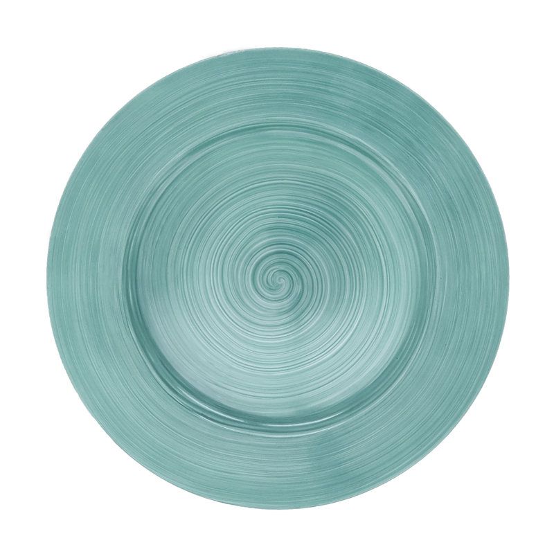 Elegant Aqua Ceramic Look Charger Plates Set of 4