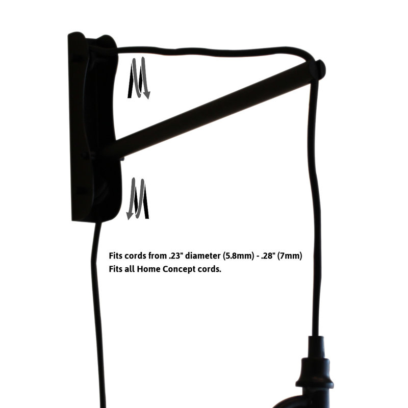 Straitson Plug-in Armed Sconce, Black, White, 8" H x 12" W x 12" D