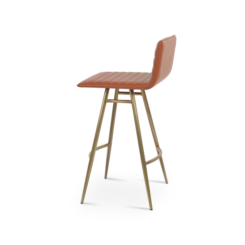 Tabouret de bar et de comptoir Corona, Cannelle, Laiton, Tabouret de comptoir (siège d'une hauteur de 25 p